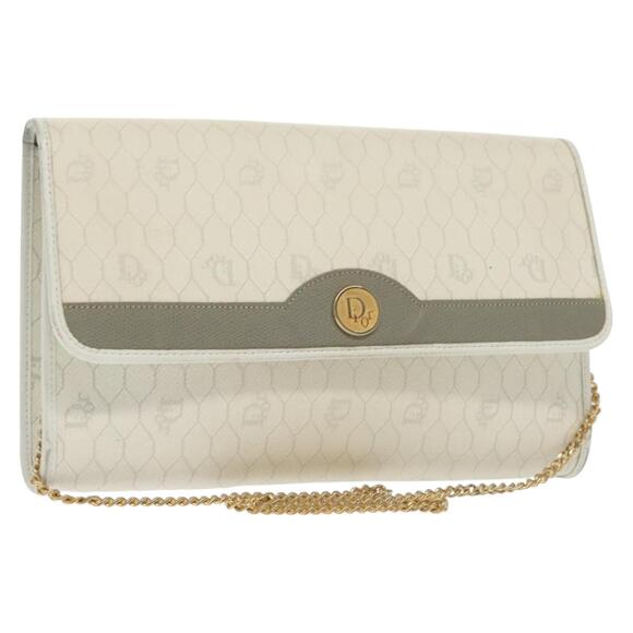 DIOR Honeycomb Canvas Shoulder Bag Pvc White Gold - Picture 1 of 12